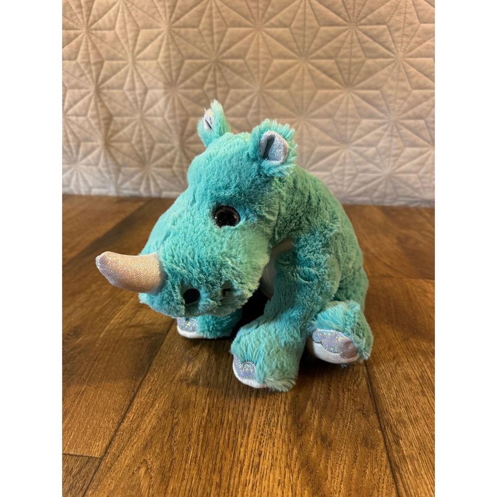 Fiesta Rhino 10 Inch Plush Rhinoceros Toy Teal Cotton Candy Cuties Item A08647